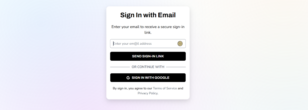 Stability Account Portal Screen with Login Options